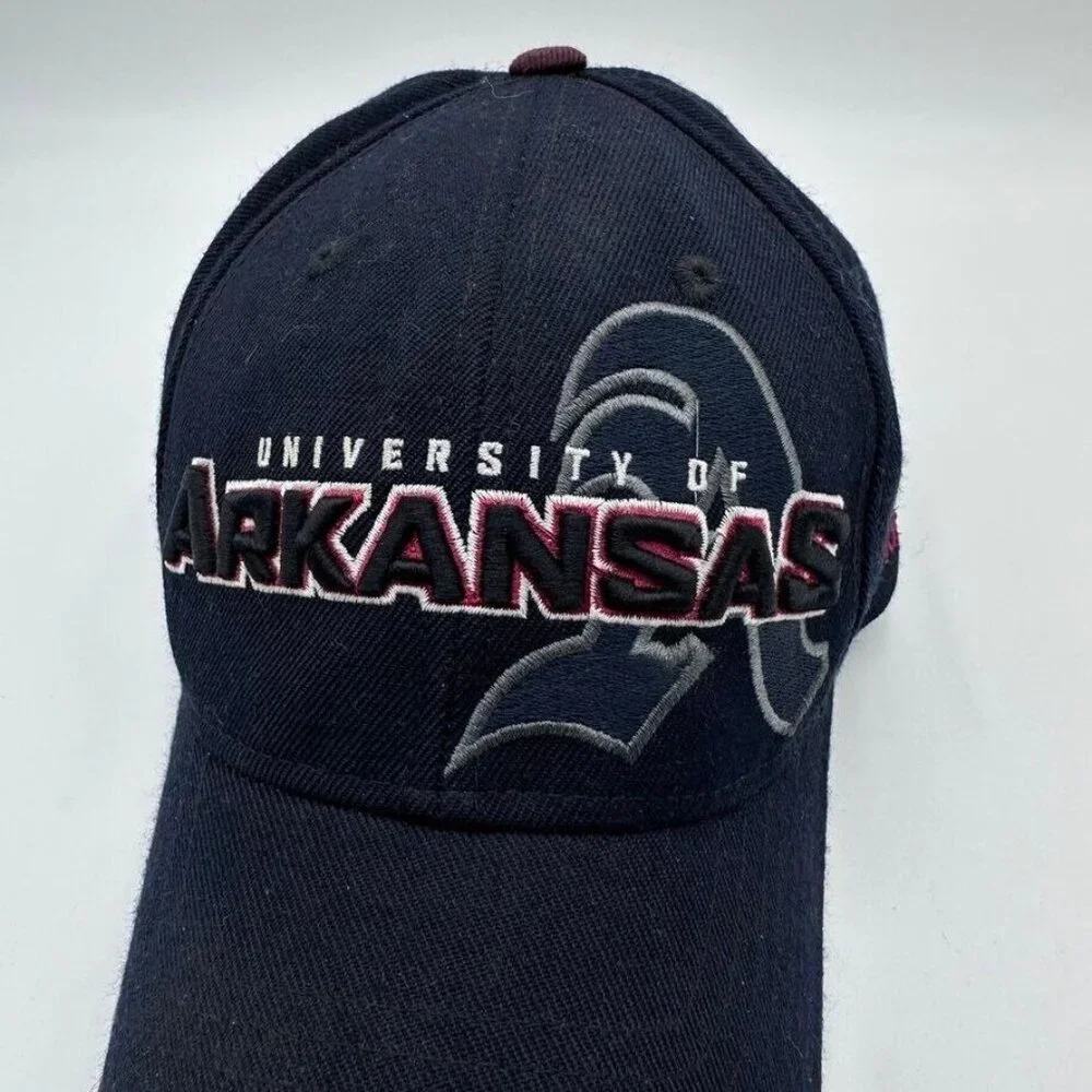 Adidas Hat University of Arkansas Strap‎ Back Script A Baseball Cap Black Red